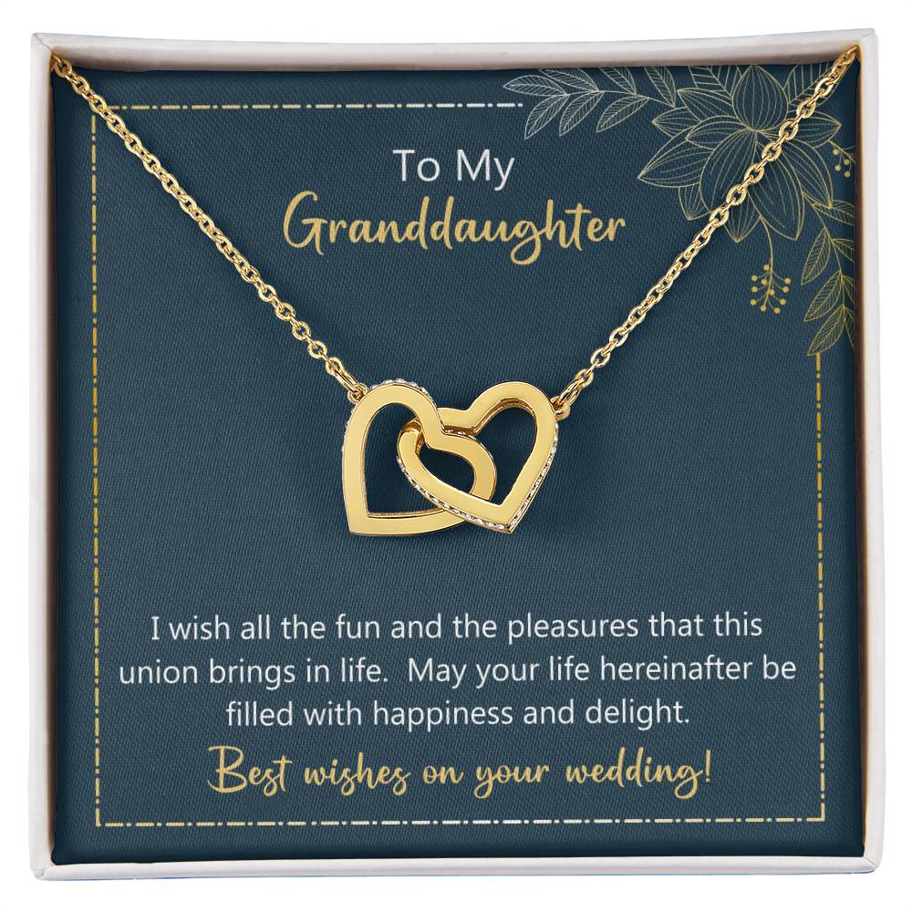 To My Granddaughter May Your Life Filled With Happiness And Delight Necklace Interlocking Hearts Necklace