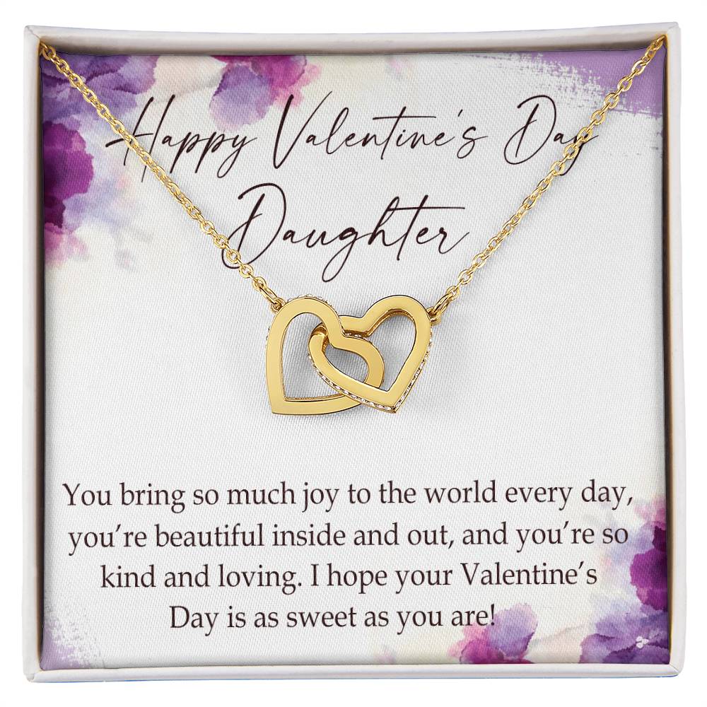 Happy Valentine'S Day Daughter Interlocking Hearts Necklace Message Card