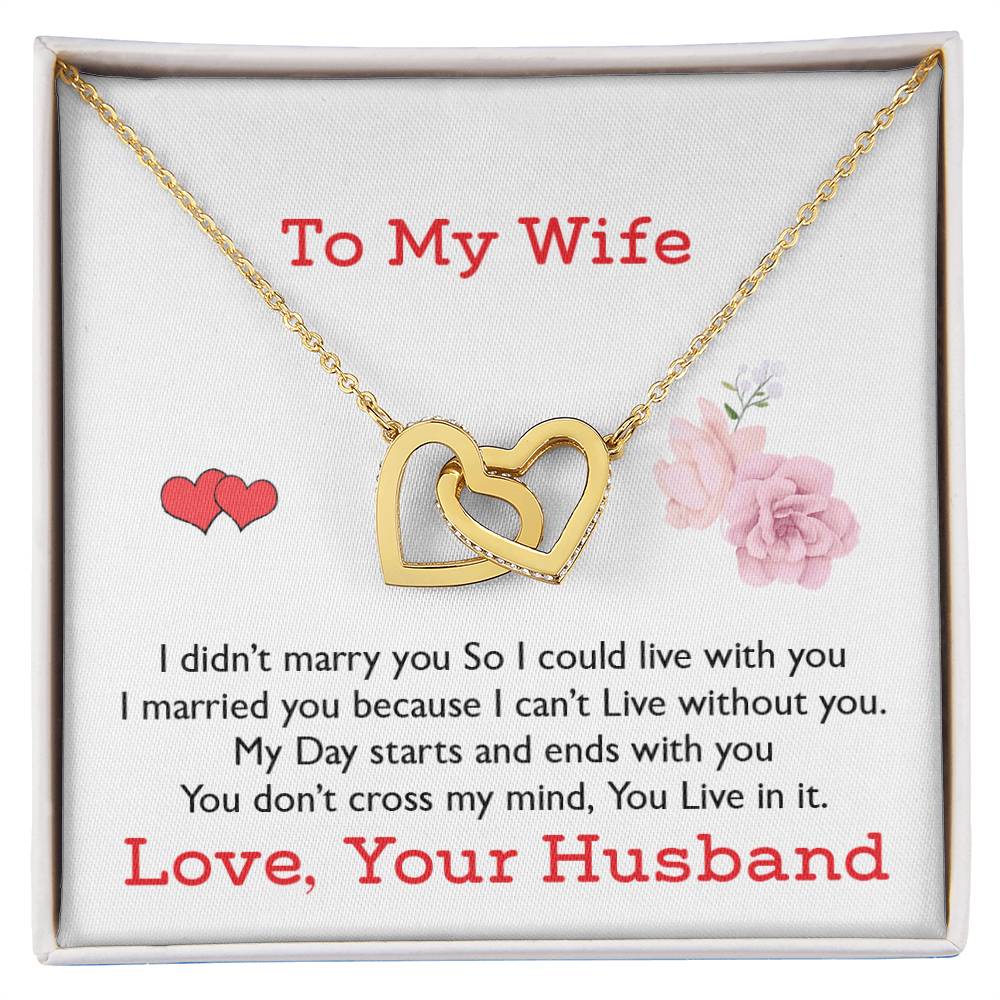 To My Wife - Black Friday Special Interlocking Hearts Necklace