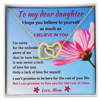 Emotional Message Card To My Daughter With Beautiful Interlocked Hearts Necklace Interlocking Hearts Necklace
