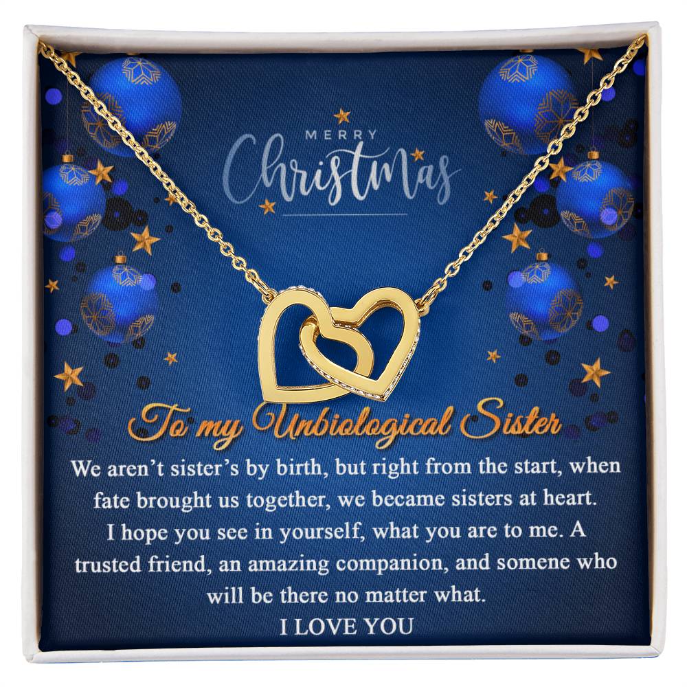 Merry Christmas To My Unbiological Sister Interlocked Hearts Necklace Interlocking Hearts Necklace