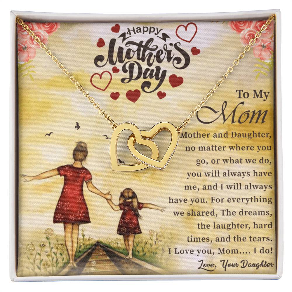 Mothers Day Gift For Mom Interlocking Hearts Necklace