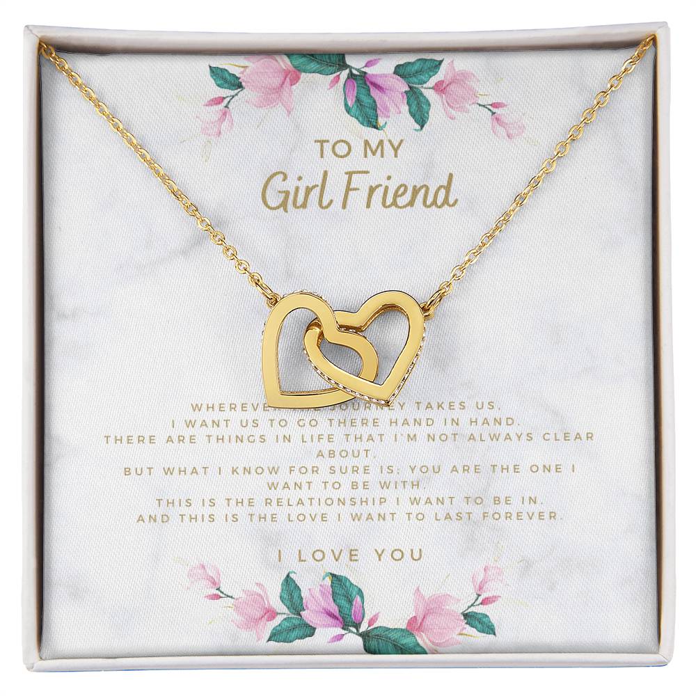 Wherever The Journey Takes Us Necklace Gift For Girlfriend From Boyfriend Interlocking Hearts Necklace
