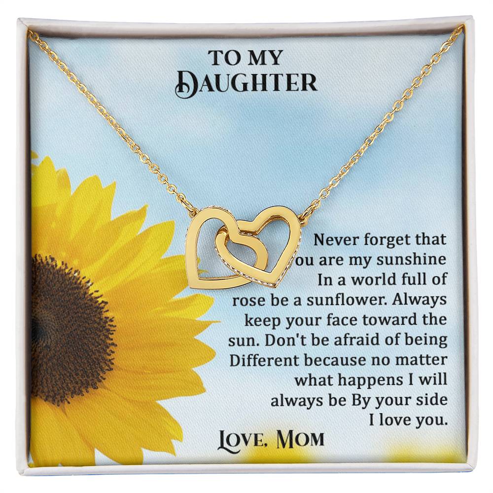 To My Daughter - No Matter What I Will Always Be By Your Side - Necklace Interlocking Hearts Necklace