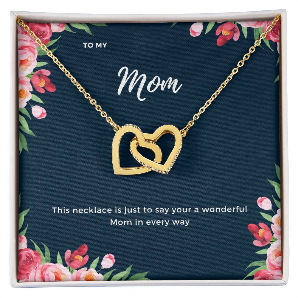 To My Mom Interlocking Necklace Floral Interlocking Hearts Necklace