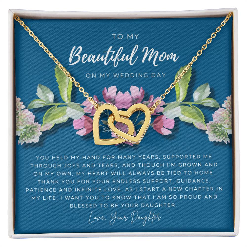 Mother Of The Bride Necklace Jewelry Gift From Bride To Mom Gift From Daughter On Wedding Day Gift For Mother On Wedding Day Interlocking Hearts Necklace