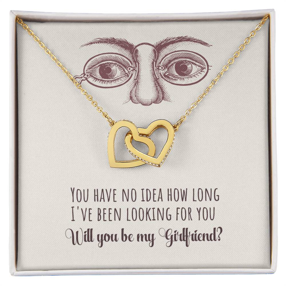 Will You Be My Girlfriend Gift Girlfriend Proposal Idea Interlocking Hearts Necklace