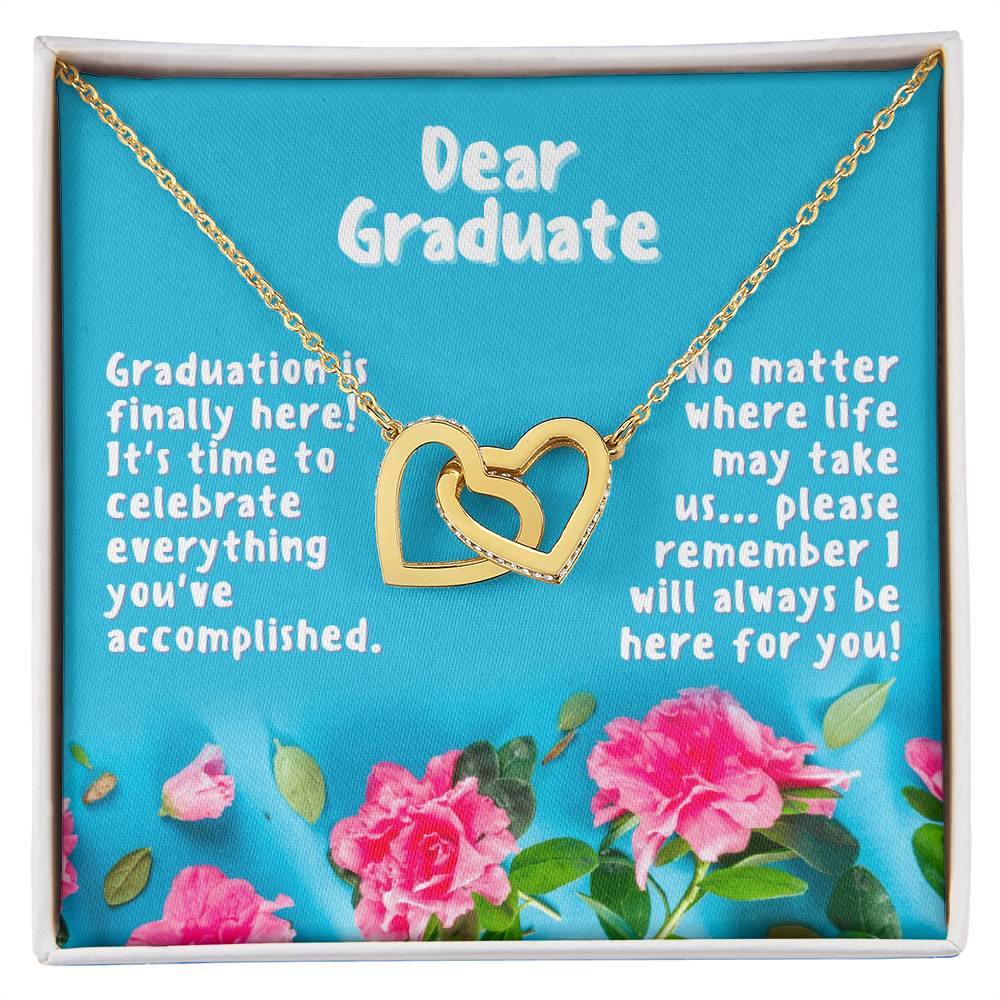 Dear Graduate Turquoise And Rose Interlocking Hearts Necklace