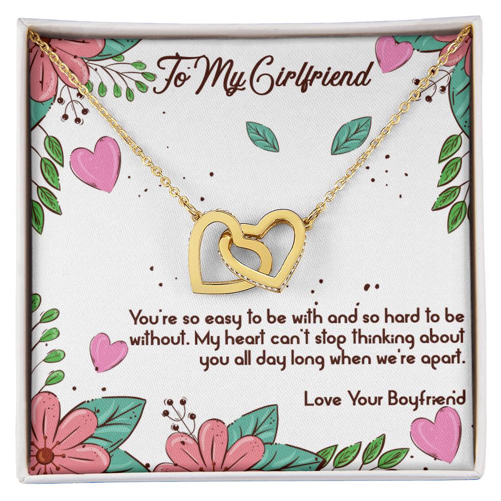 To My Girlfriend - When We'Re Apart Interlocking Hearts Necklace