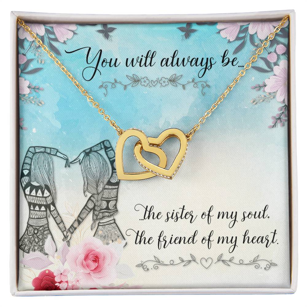 Gift For Sister - The Sister Of My Soul Necklace Interlocking Hearts Necklace