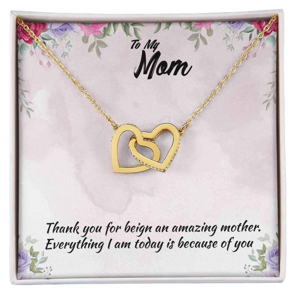 Thank You For Beign An Amazing Mother Interlocking Hearts Necklace