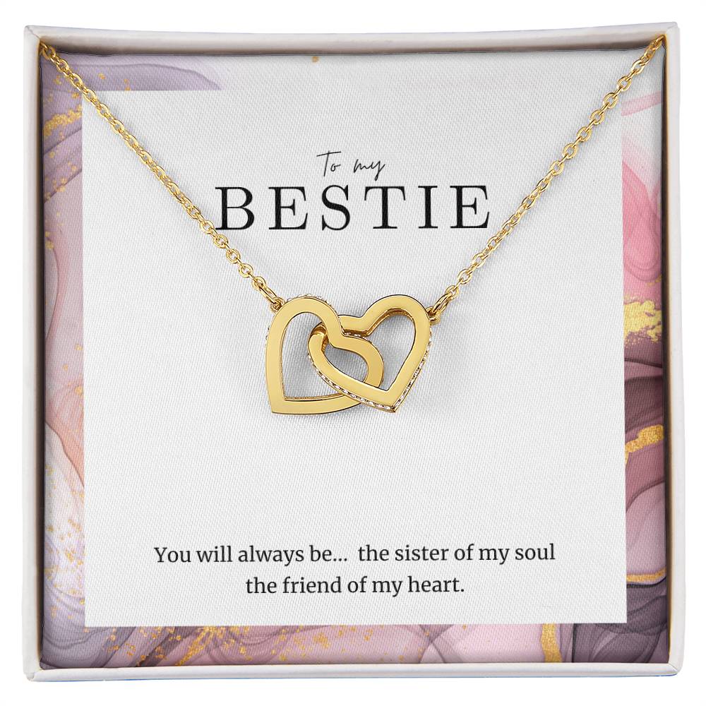 To My Bestie Interlocked Heart Necklace Interlocking Hearts Necklace