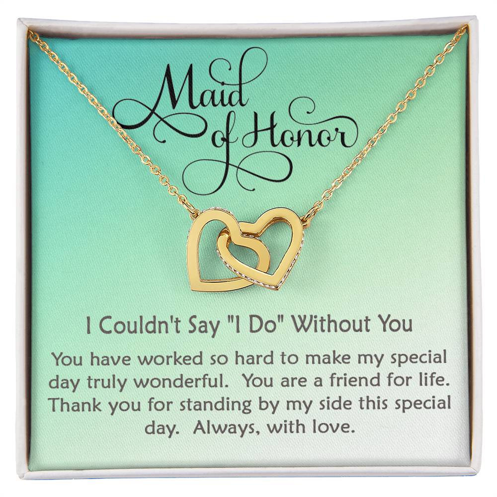 Maid Of Honor Linked Hearts Necklace Gift Interlocking Hearts Necklace