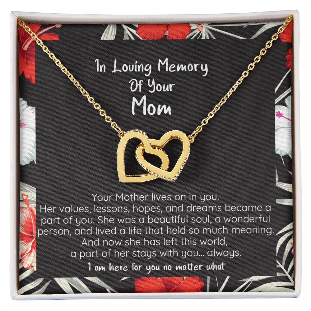 Loving Memory Of Your Mom - Sympathy Heart Necklace Interlocking Hearts Necklace