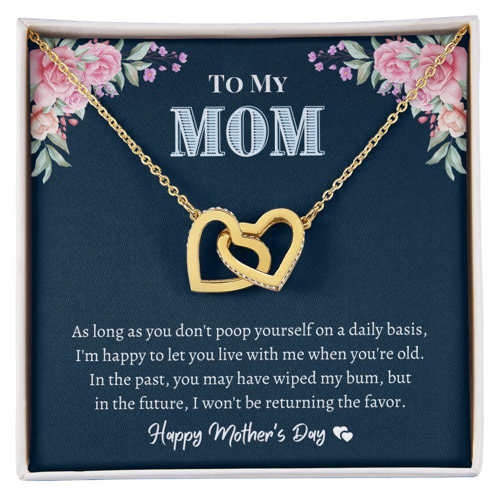 To My Mom - Don'T Poop Yourself - Interlocking Heart Necklace Interlocking Hearts Necklace
