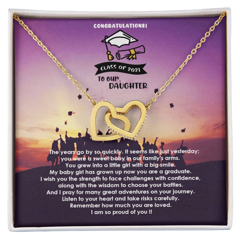 Interlocked Never-Ending Love Necklace For My Loving Graduate Daughter Interlocking Hearts Necklace