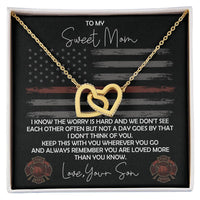 Firefighter Mom Necklace - Firefighter Mom Mother'S Day Gift From Son Interlocking Hearts Necklace