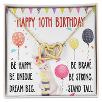 10Th Birthday Necklace Gift For Girl Daughter Birthday Gift For 10 Years Old Teen Birthday Gift Cute Llama Interlocking Hearts Necklace