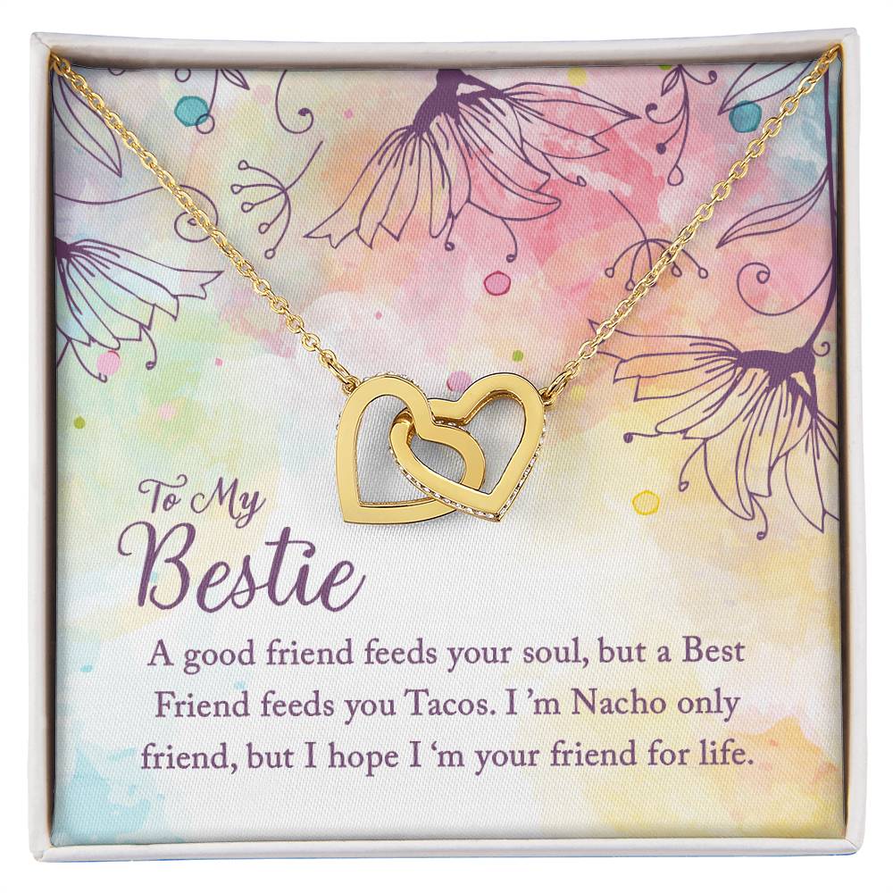 To My Bestie - A Good Friend Feeds Your Soul - Interlocking Hearts Necklace