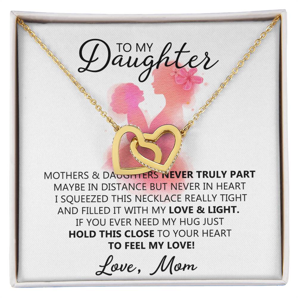 To My Daughter - Unique Interlocking Hearts Binding Necklace Gift Set Interlocking Hearts Necklace