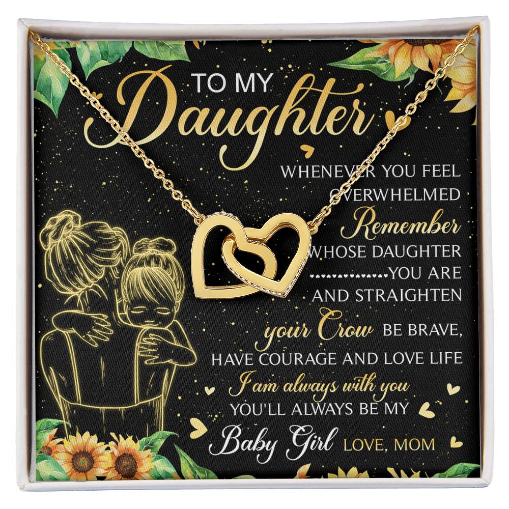To My Daughter My Baby Girl Interlocking Hearts Necklace Birthday Message Card Gift From Mom