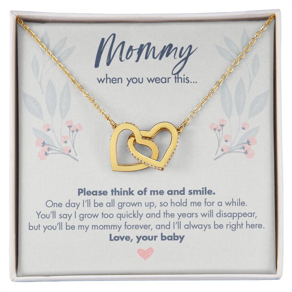 Gift From Baby To Mommy With - Mommy When You Wear This Necklace Interlocking Hearts Necklace