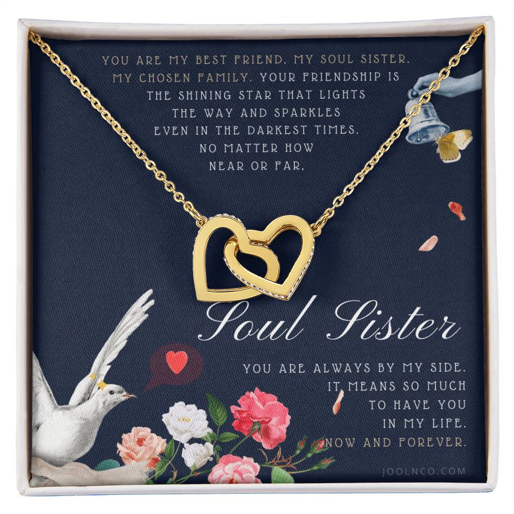 Soul Sister Necklace Unbiological Sister Jewelry Badass Sister Necklace Friendship Heart Necklace Birthday Graduation Anniversary Interlocking Hearts Necklace
