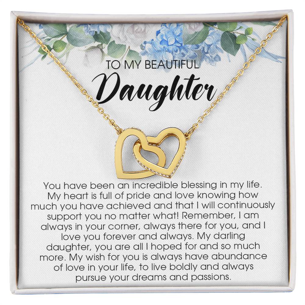 To My Beautiful Daughter Necklace Gift For Daughter From Mom Daughter Necklace Interlocking Hearts Necklace