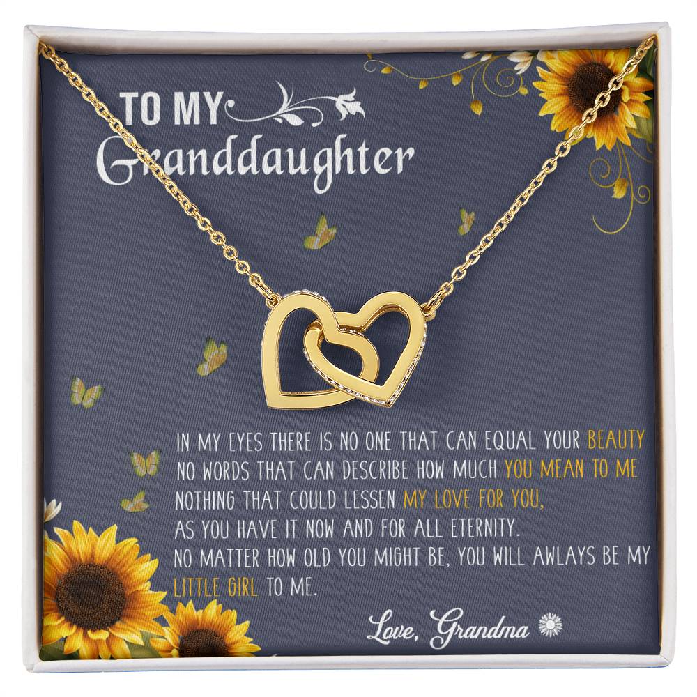 To My Granddaughter Interlocking Hearts Necklace Message Card