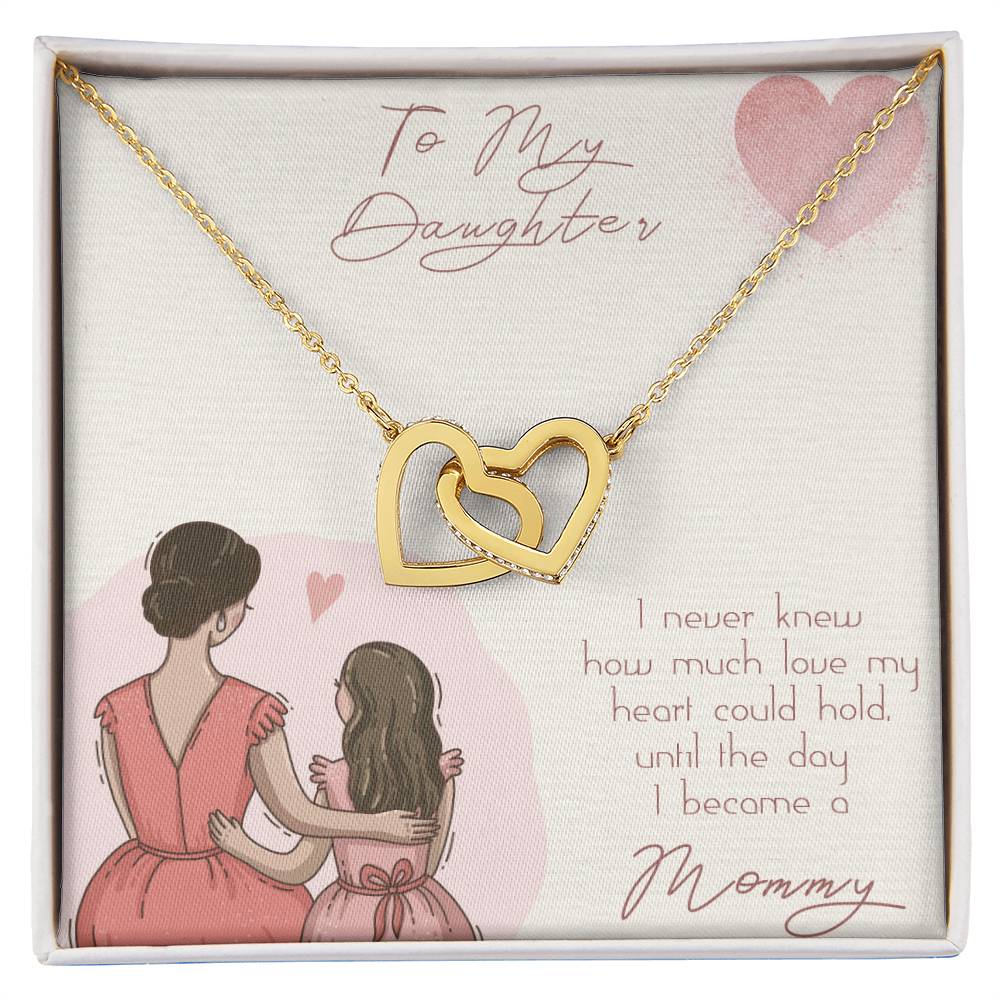 To My Daughter - 2 Interlocking Hearts Necklace