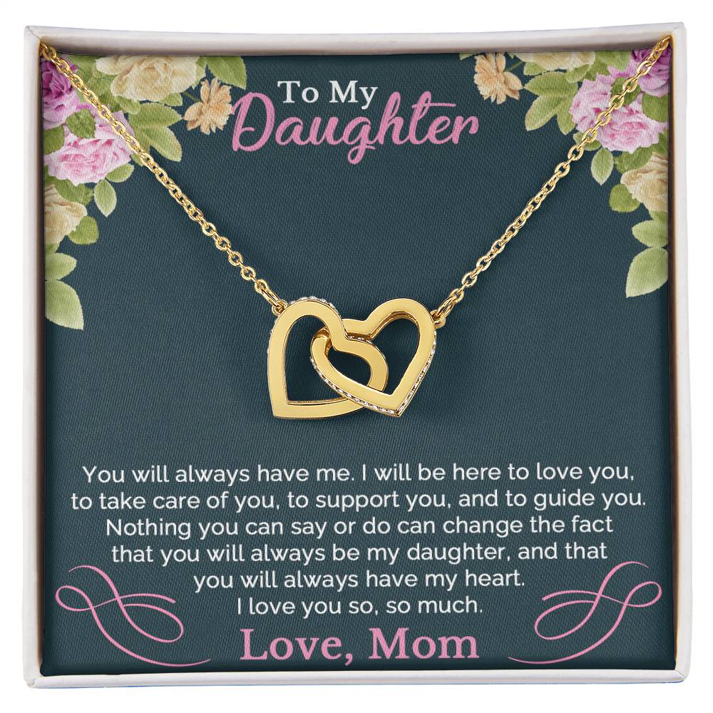 To My Daughter Necklace From Mom Interlocking Hearts Necklace