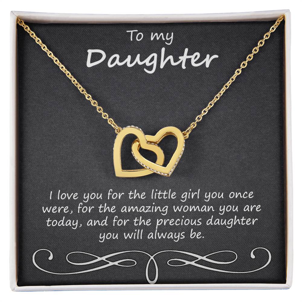 To My Daughter I Love You For The Little Girl You Once Were Interlocking Hearts Necklace