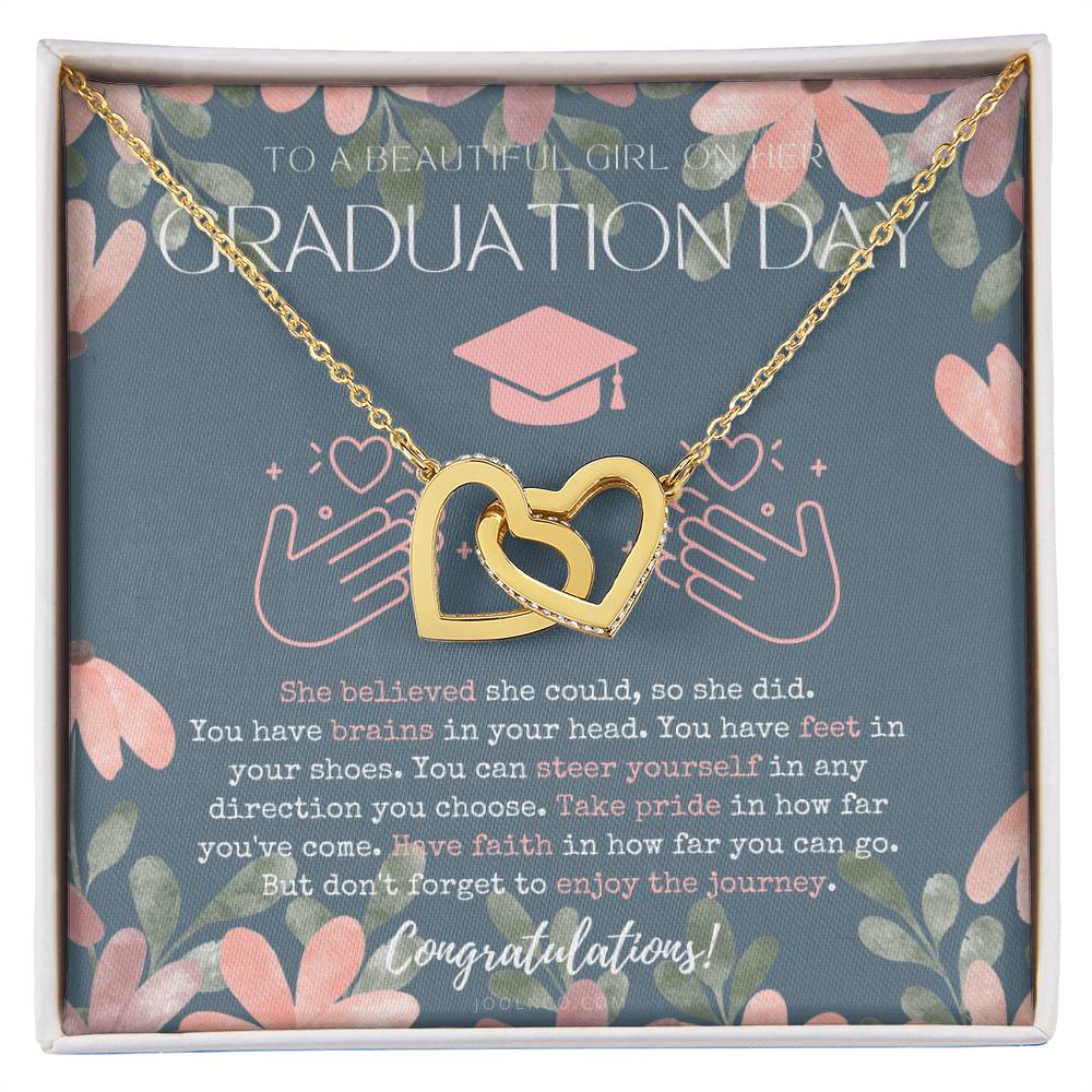 Graduation Gift Necklace For Daughter College Graduation Gift For Her High School Senior Graduation Mba Phd Master Class Of 2021 Interlocking Hearts Necklace