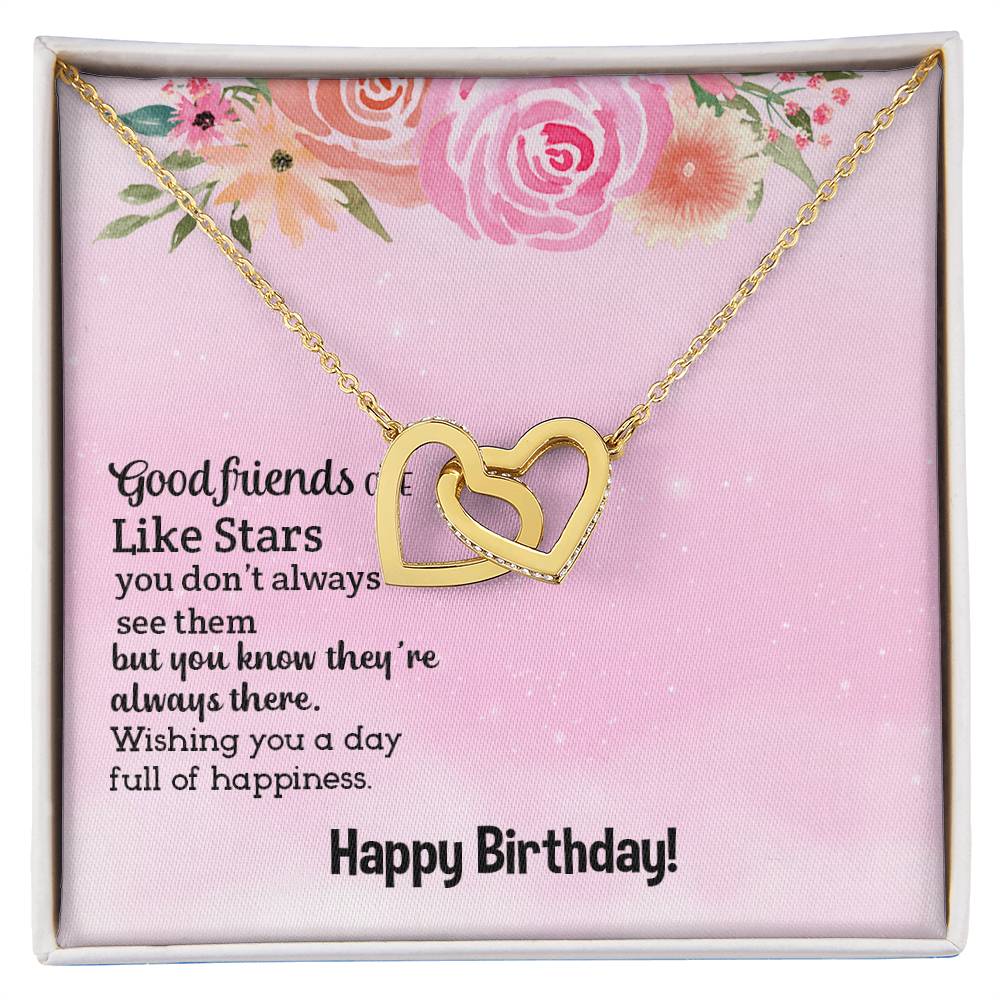 Good Friends Are Like Stars - Birthday Gift For Friend - Interlocking Hearts Necklace