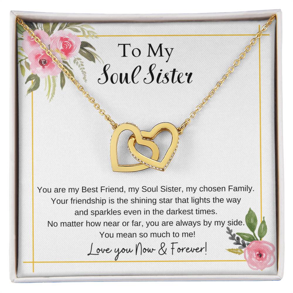 To My Soul Sister Interlocking Hearts Necklace