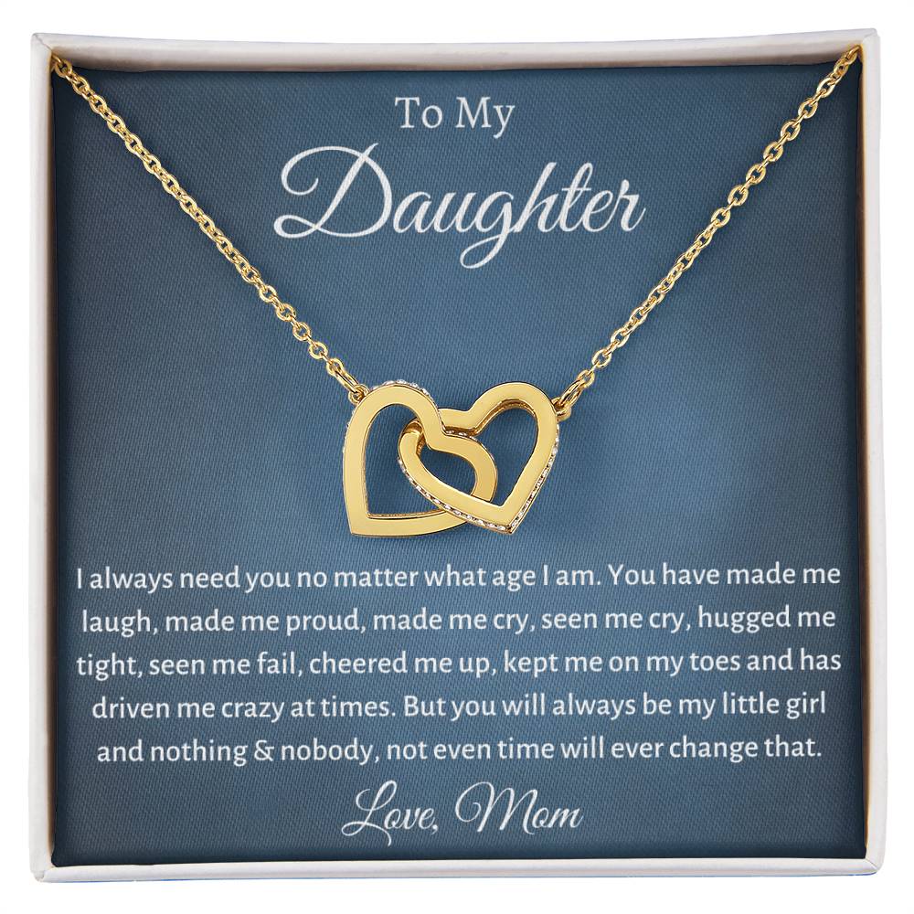 To My Daughter - Always Be My Little Girl - Heart Necklace Interlocking Hearts Necklace