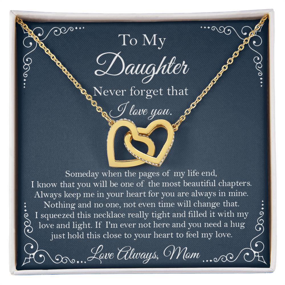 To My Daughter Necklace - You Are The Most Beautiful Chapters Gift For Daughter From Mom Daughter Birthday Graduation Gift Interlocking Hearts Necklace