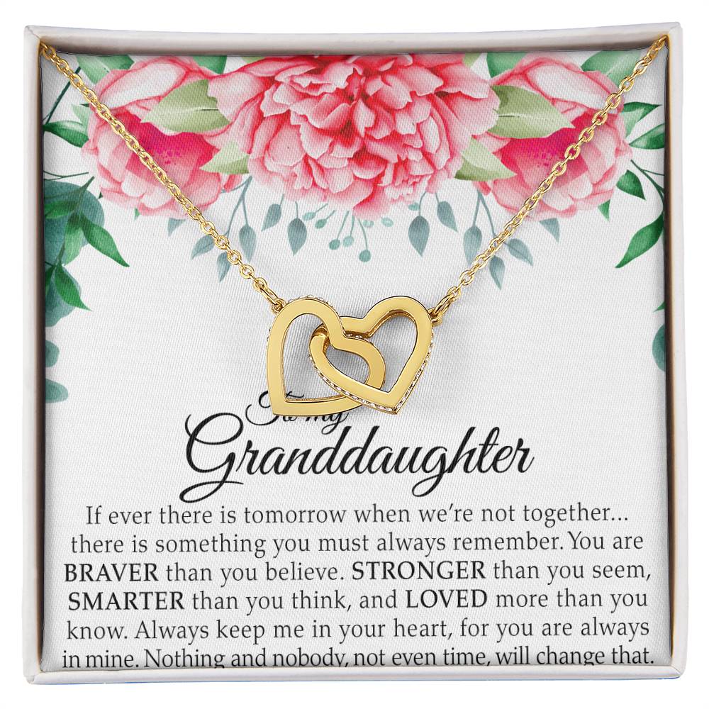 To Granddaughter - Double Heart Necklace - Interlocking Hearts Necklace
