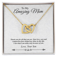 'To My Amazing Mom' Linked Hearts Necklace - Thank You For All That You Are Interlocking Hearts Necklace