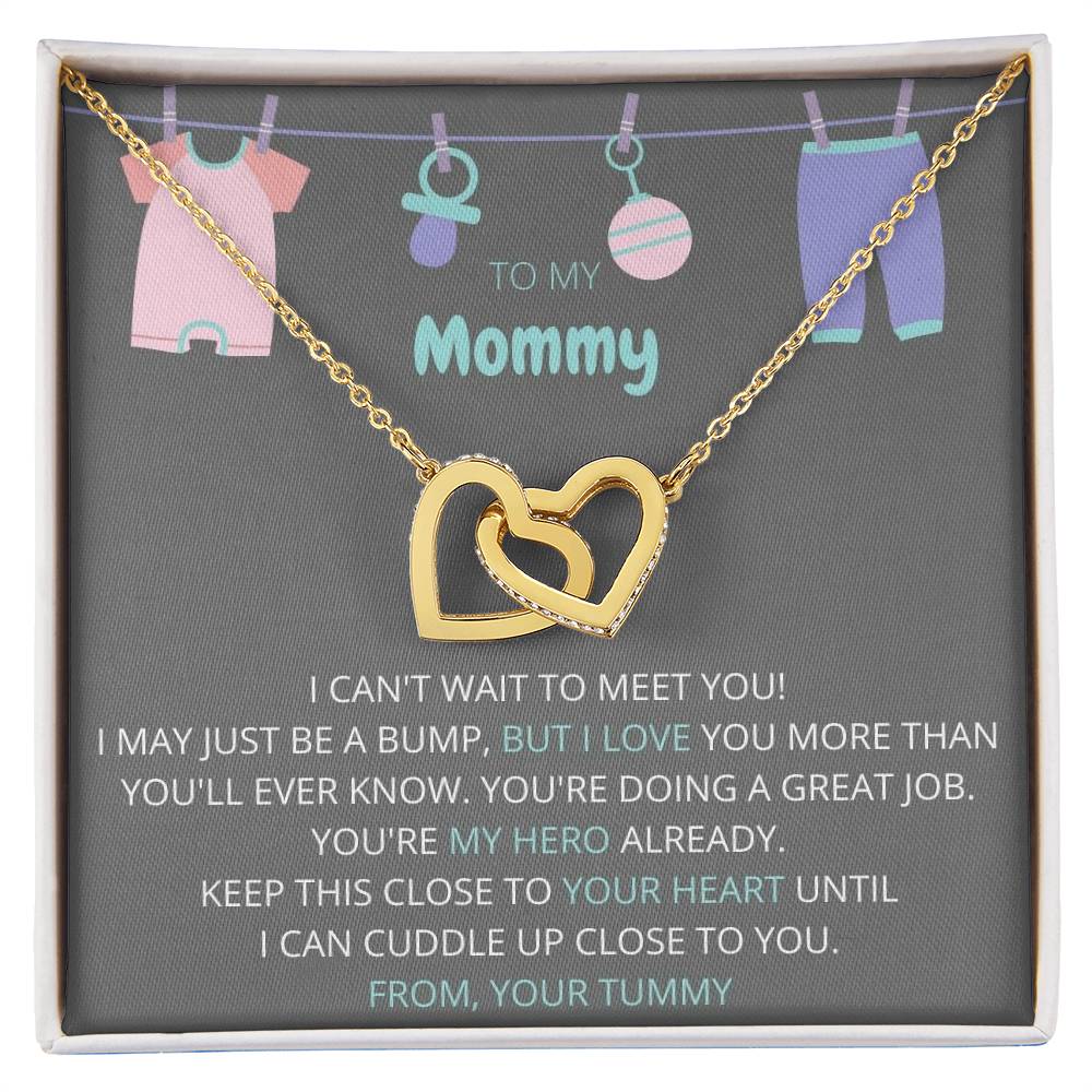 To My Mommy Necklace Gift For Expecting Moms Interlocking Hearts Necklace