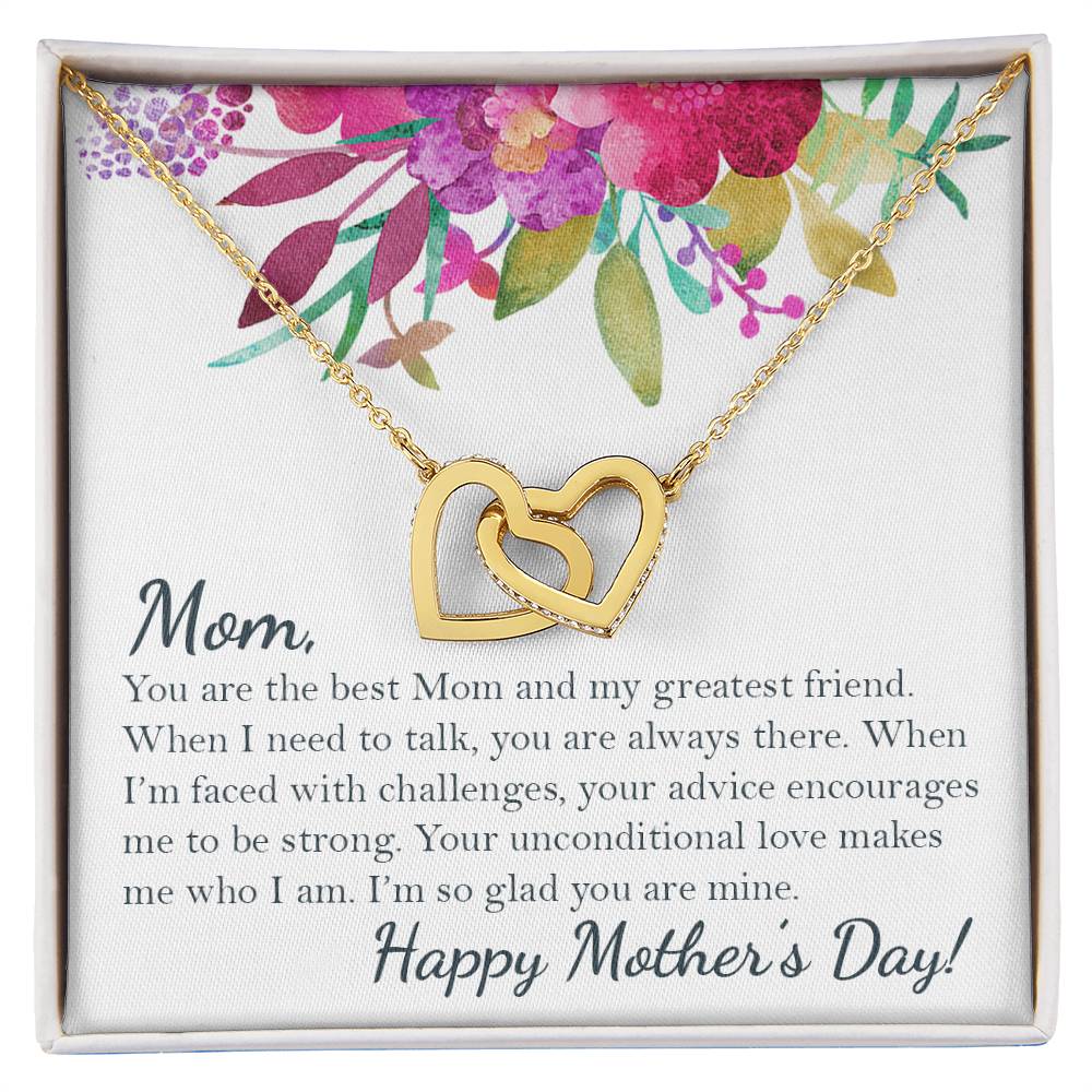 Happy Mother'S Day - To The Best Mom Interlocking Hearts Necklace