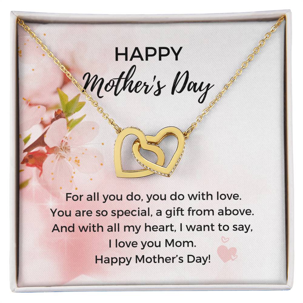 Mother'S Day Heart Necklace - 316 Steel With 18K Rose Gold Finish And Cubic Zirconia Stones - In The U.S.A. 🇺🇸 Interlocking Hearts Necklace