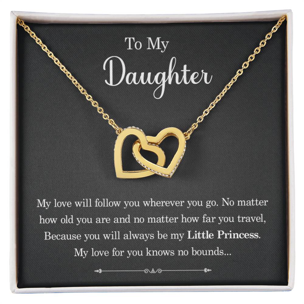 To My Daughter - My Love Will Follow You Wherever You Go - Interlocking Heart Necklace Interlocking Hearts Necklace