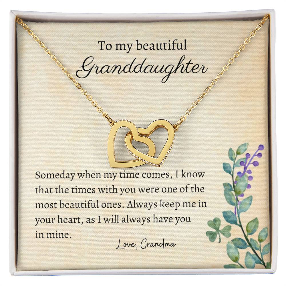 To My Granddaughter - Always In My Heart - Necklace Interlocking Hearts Necklace