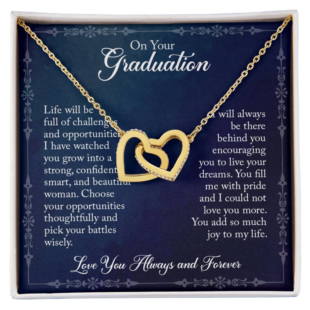 Daughter On Your Graduation - Linked Hearts Necklace Interlocking Hearts Necklace