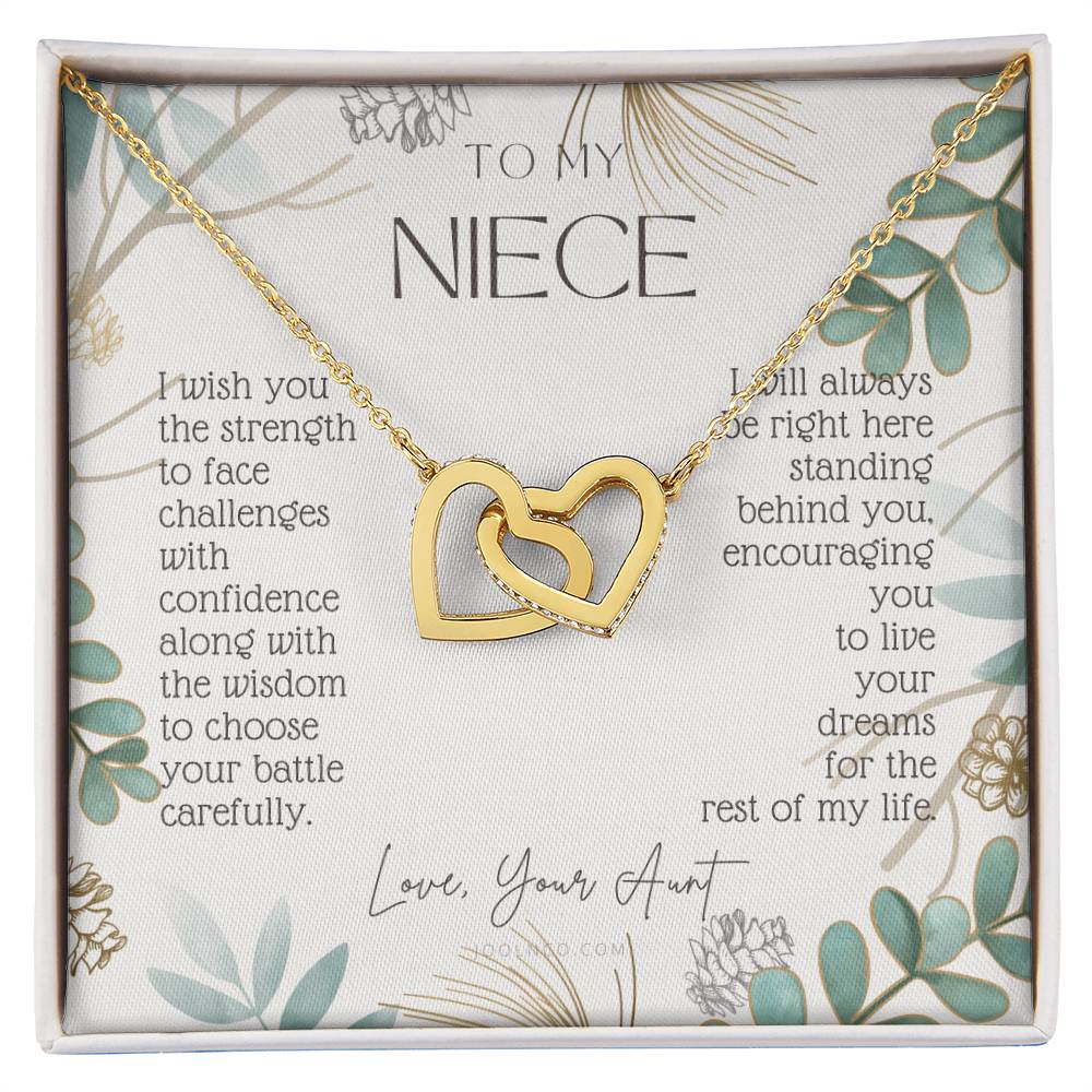 To My Niece Live Your Dreams Dragonfly Necklace Gift For Niece From Aunt Niece Birthday Graduation Christmas Present Interlocking Hearts Necklace