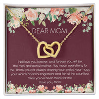 Dear Mom Watercolor Flower Interlocking Hearts Necklace Mother'S Day Message Card