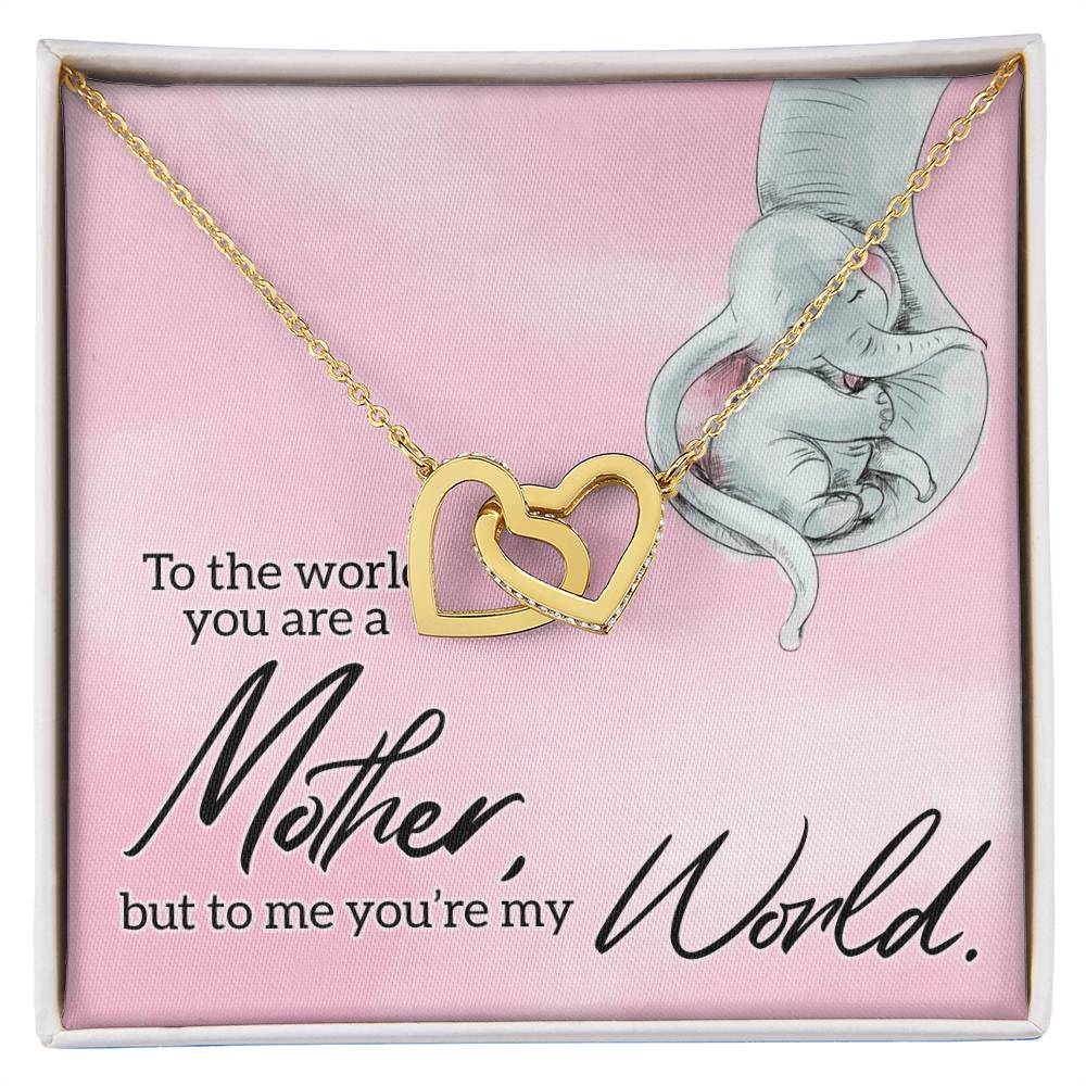 To My Mom World Love You Always Interlocking Hearts Necklace