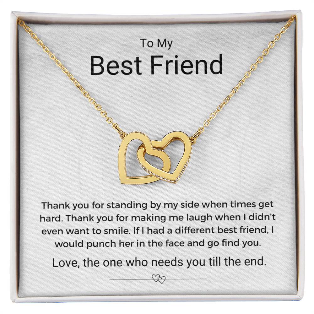 Standing By My Side Best Friend Interlocking Hearts Necklace