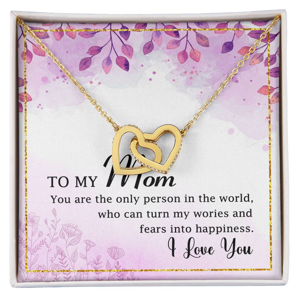 To My Mom Interlocking Hearts Necklace Message Card